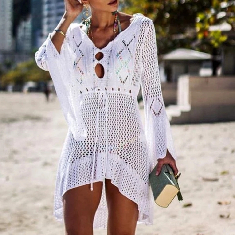 2020 New Knitted Hollow Beach Blouse Crochet Cover